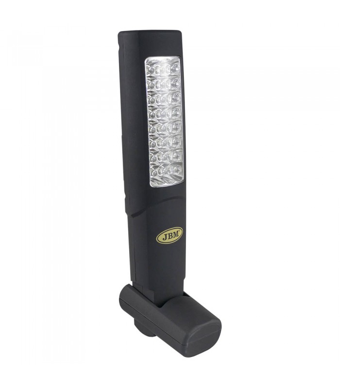 PORTÁTIL DE TALLER 24+6 LEDS CON BATERÍA RECARGABLE / CON DOBLE IMÁN, CUÑA DE APOYO Y BASE IMANTADA