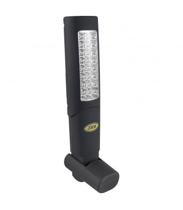 PORTÁTIL DE TALLER 24+6 LEDS CON BATERÍA RECARGABLE / CON DOBLE IMÁN, CUÑA DE APOYO Y BASE IMANTADA