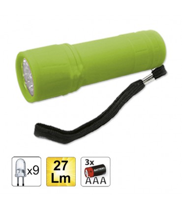 LINTERNA PLÁSTICA 9 LEDS - VERDE