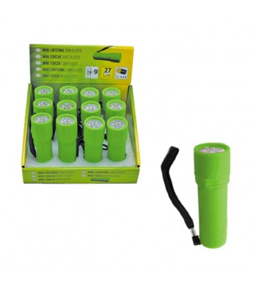 LINTERNA PLÁSTICA 9 LEDS - VERDE