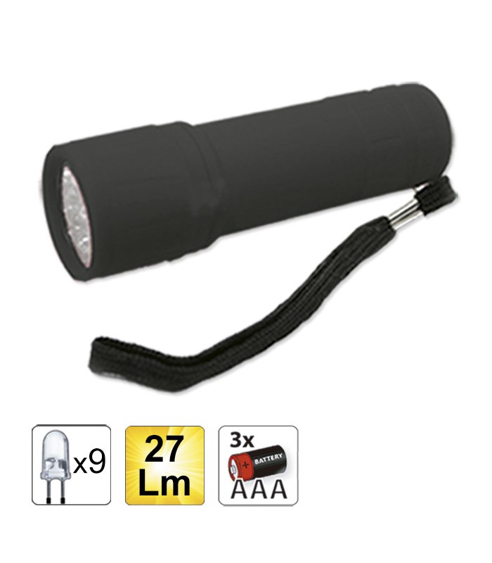 LINTERNA PLÁSTICA 9 LED - NEGRO
