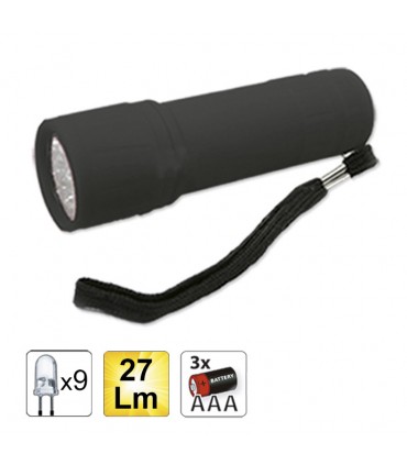 LINTERNA PLÁSTICA 9 LED - NEGRO