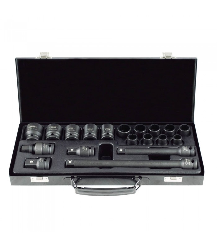 SET DE 19 PIEZAS DE IMPACTO DE 1/2" CON 14 VASOS DE 12 CANTOS + ADAPTADORES