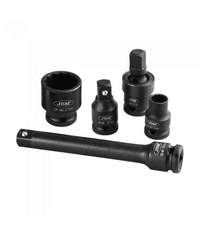 SET DE 19 PIEZAS DE IMPACTO DE 1/2" CON 14 VASOS DE 12 CANTOS + ADAPTADORES