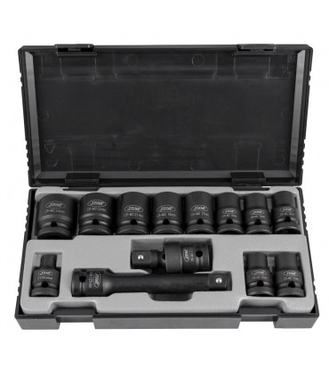 SET DE VASOS DE IMPACTO DE 13 PIEZAS DE 1/2" HEXAGONAL + ADAPTADOR