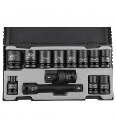 SET DE VASOS DE IMPACTO DE 13 PIEZAS DE 1/2" HEXAGONAL + ADAPTADOR