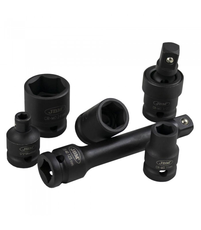 SET DE VASOS DE IMPACTO DE 13 PIEZAS DE 1/2" HEXAGONAL + ADAPTADOR