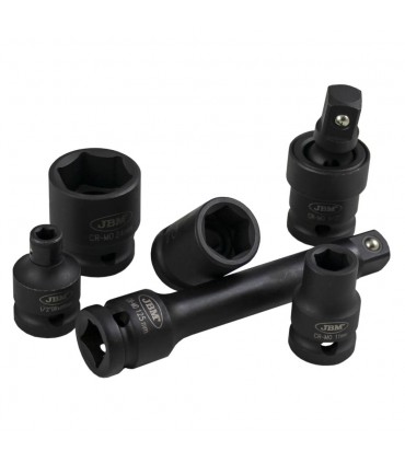 SET DE VASOS DE IMPACTO DE 13 PIEZAS DE 1/2" HEXAGONAL + ADAPTADOR