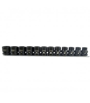 SET DE 12 VASOS DE IMPACTO DE 1/2" HEX. PERFIL BAJO