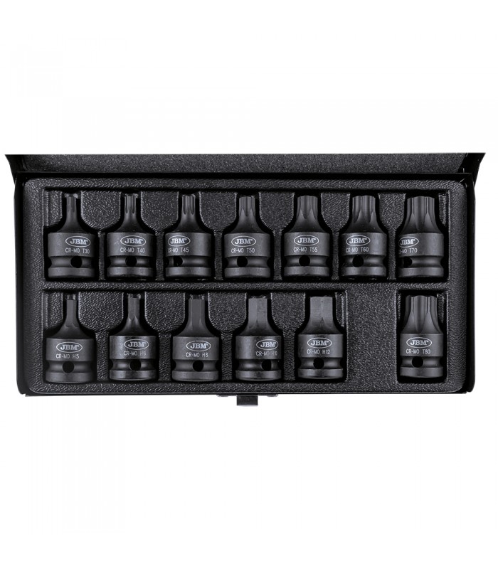 SET DE 13 PUNTAS DE IMPACTO DE 1/2" HEXAGONAL Y TORX
