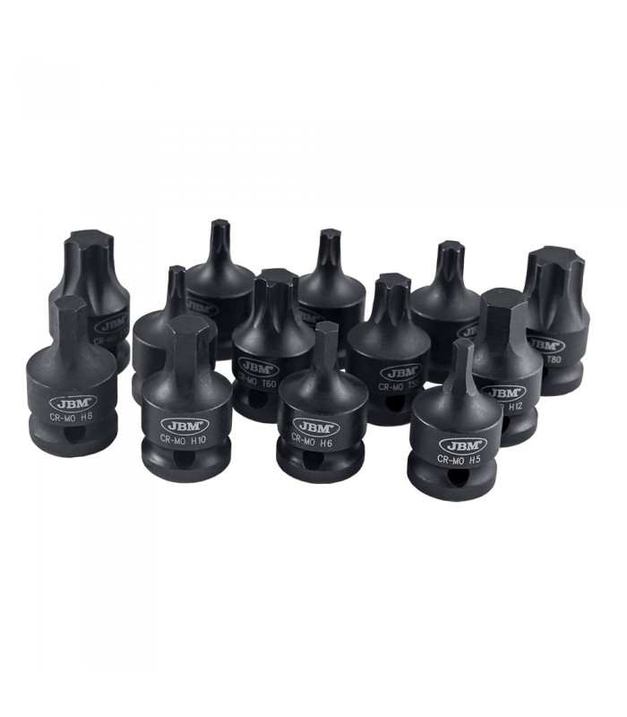 SET DE 13 PUNTAS DE IMPACTO DE 1/2" HEXAGONAL Y TORX