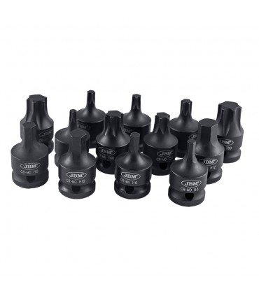 SET DE 13 PUNTAS DE IMPACTO DE 1/2" HEXAGONAL Y TORX