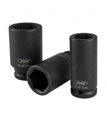 SET DE 8 VASOS DE IMPACTO LARGOS HEX. DE 3/4"