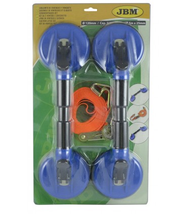 CONJUNTO DE VENTOSAS Y CORREA CON TRINQUETE 5M X 25MM