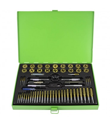 ESTUCHE MÉTRICO CON 58 PIEZAS DE MACHOS Y TERRAJAS RECUBIERTAS DE TITANIO