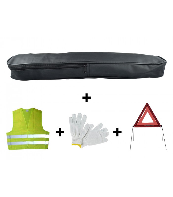 KIT EMERGENCIA BOLSA PVC+TRIANGULO+CHALECO+GUANTES