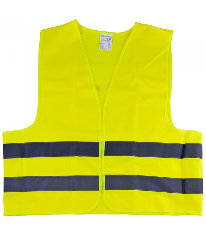 CHALECO AMARILLO CON BANDA REFLECTANTE MARCADA HOMOLOGADO