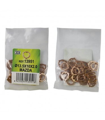 BOLSA DE 30 ARANDELAS DE COBRE PARA INYECTORES - Ø13.5x10x2.0 - MAZDA (REF. 53464)