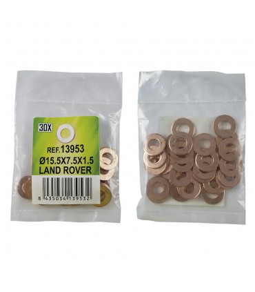 BOLSA DE 30 ARANDELAS DE COBRE PARA INYECTORES - Ø15.5x7.5x1.5 - LAND ROVER (REF. 53464)