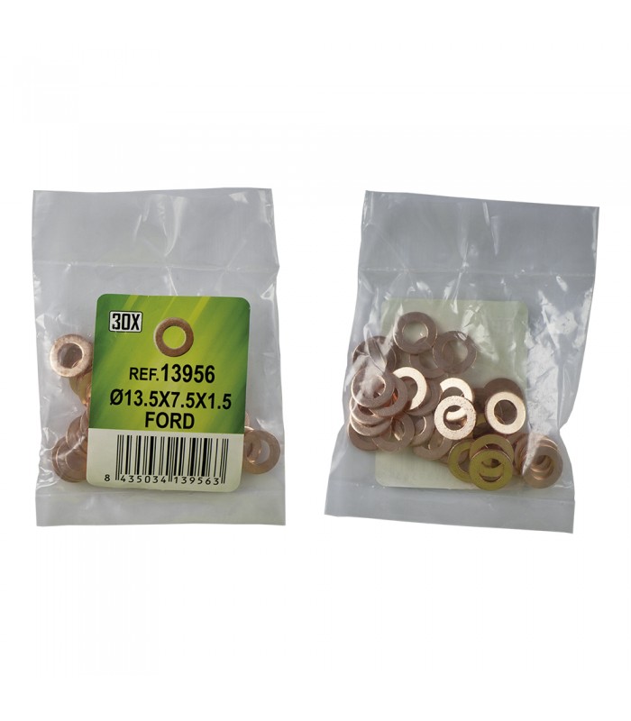 BOLSA DE 30 ARANDELAS DE COBRE PARA INYECTORES - Ø13.5x7.5x1.5 - FORD (REF. 53464)