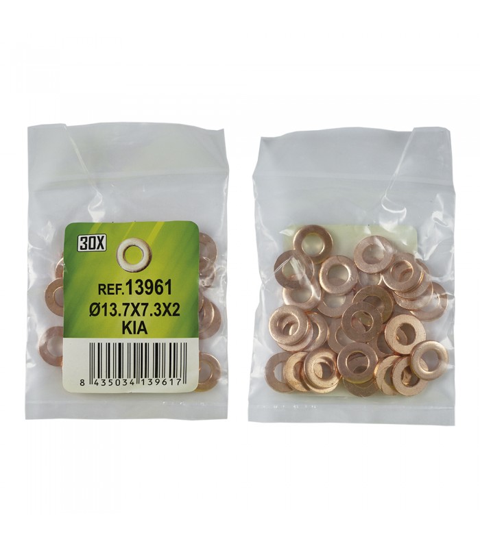 BOLSA DE 30 ARANDELAS DE COBRE PARA INYECTORES - Ø13.7x7.3x2 - KIA (REF. 53464)