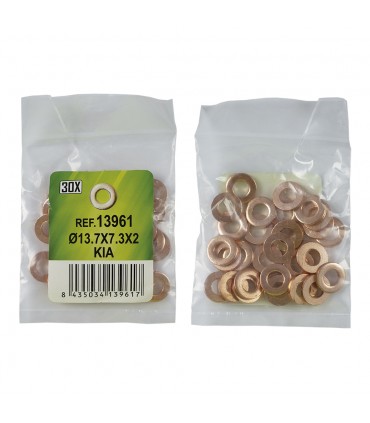 BOLSA DE 30 ARANDELAS DE COBRE PARA INYECTORES - Ø13.7x7.3x2 - KIA (REF. 53464)