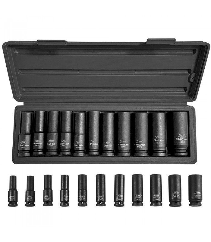 SET DE 11 VASOS DE IMPACTO 12 CANTOS 1/2" LARGOS