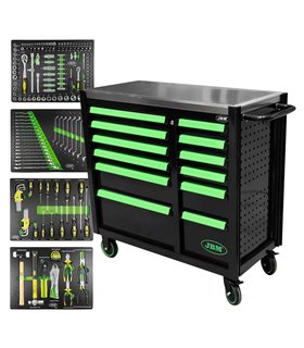 CARRO DE HERRAMIENTAS CON 12 CAJONES - VERDE - ARMADO
