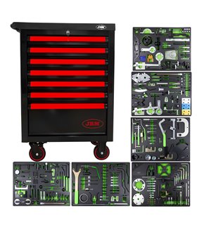 CARRO DE HERRAMIENTAS ESPECIAL KIT DE CALADO 7 CAJONES ROJO