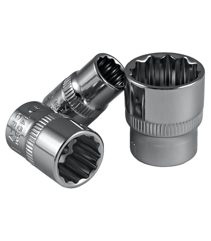 VASO CORTO 12 CANTOS 3/8" DE 19MM - CROMADO