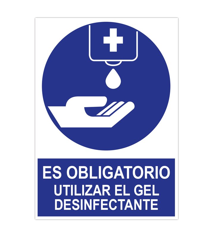 poster cartulina A3 con "ES OBLIGATORIO UTILIZAR EL GEL DESINFECTANTE"