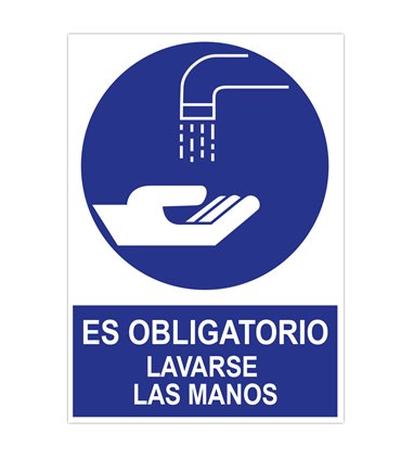 poster cartulina A3 con "ES OBLIGATORIO LAVARSE LAS MANOS"