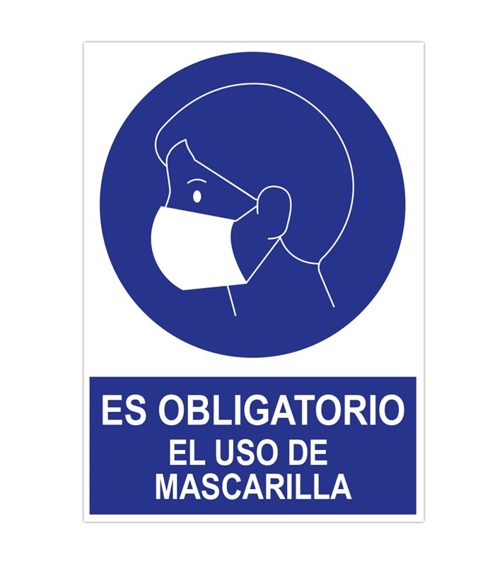 poster cartulina A3 con "ES OBLIGATORIO EL USO DE LA MASCARILLA"