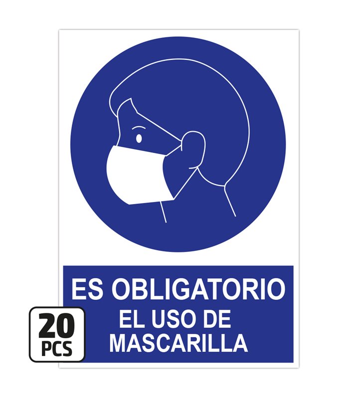 PACK DE 20 POSTERS DE "ES OBLIGATORIO EL USO DE MASCARILLA"