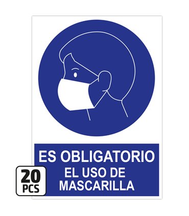 PACK DE 20 POSTERS DE "ES OBLIGATORIO EL USO DE MASCARILLA"