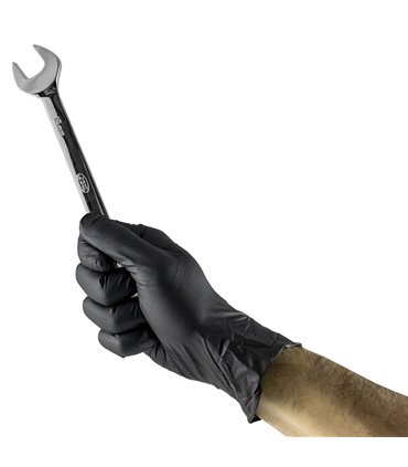 GUANTES NEGROS DESECHABLES DE NITRILO T:L 5MIL