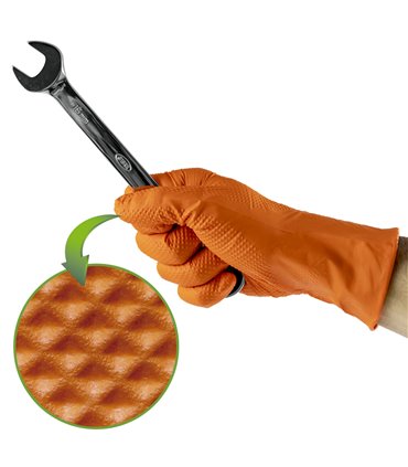 GUANTES NARANJAS DESECHABLES DE NITRILO T:XL 7,0MIL (90 UDS.)