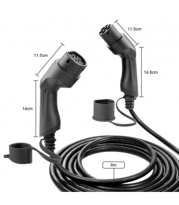Cable De Carga Para Coche Eléctrico, 16 A, Tipo 2 A Tipo 2 (Trifásico)