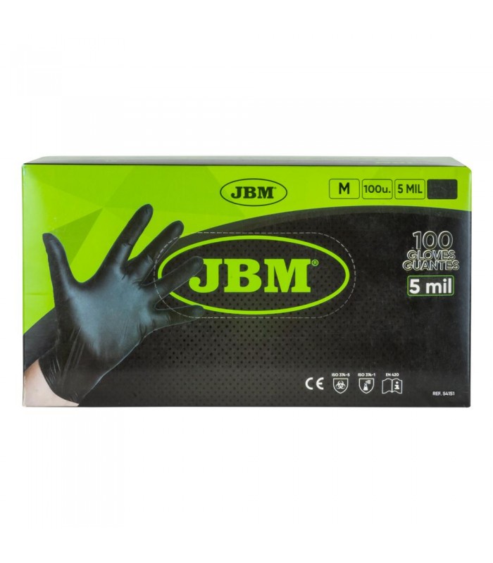 Guantes Negros Desechables De Nitrilo T:M  5Mil