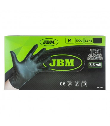 Guantes Negros Desechables De Nitrilo T:M  3.5Mil