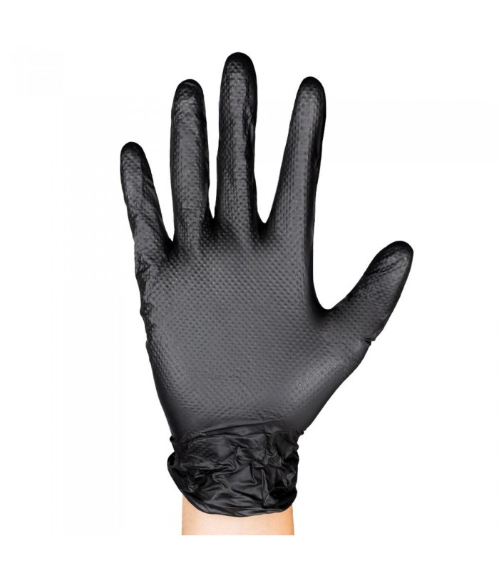 Guantes Negros Desechables De Nitrilo T:M 7,0Mil (100 Uds.)  Textura Diamante