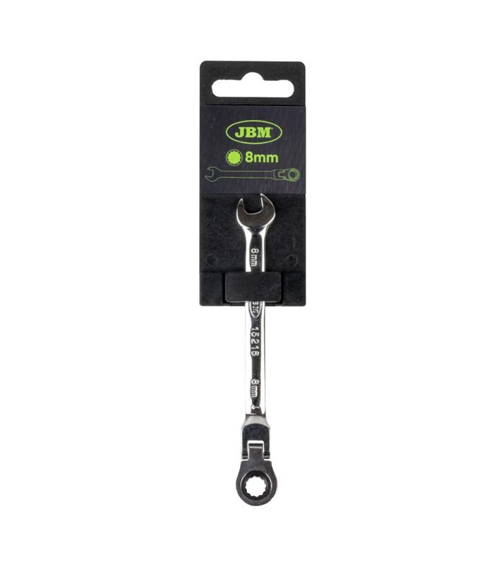 LLAVE COMBINADA ARTICULADA CON TRINQUETE 8MM - ACABADO BRILLANTE