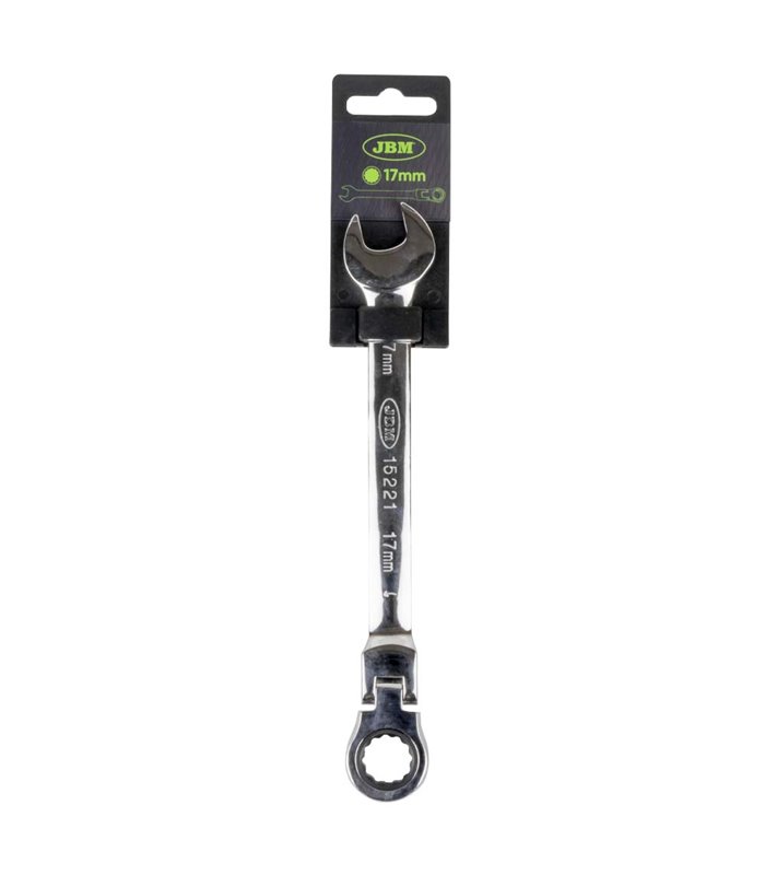 LLAVE COMBINADA ARTICULADA CON TRINQUETE 17MM - ACABADO BRILLANTE