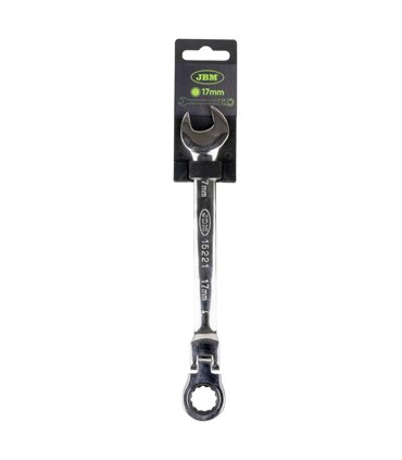 LLAVE COMBINADA ARTICULADA CON TRINQUETE 17MM - ACABADO BRILLANTE