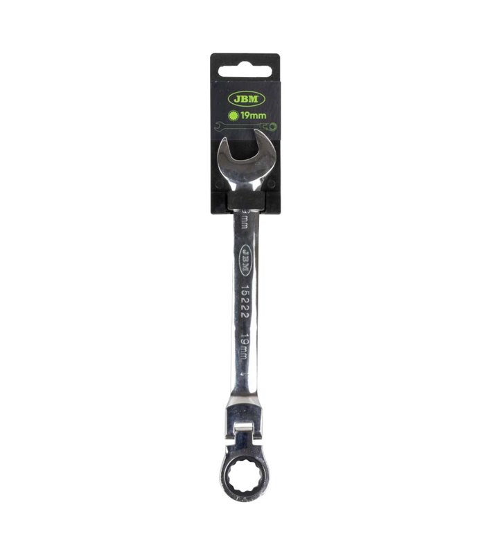 LLAVE COMBINADA ARTICULADA CON TRINQUETE 19MM - ACABADO BRILLANTE
