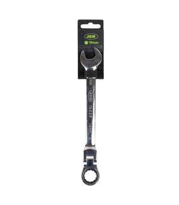 LLAVE COMBINADA ARTICULADA CON TRINQUETE 19MM - ACABADO BRILLANTE
