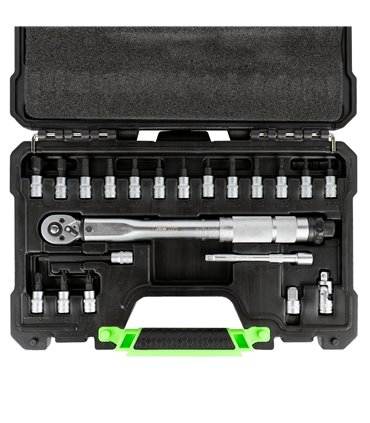 ESTUCHE DE HERRAMIENTAS DE 21 PIEZAS CON LLAVE DINAMOMÉTRICA DE 1/4"