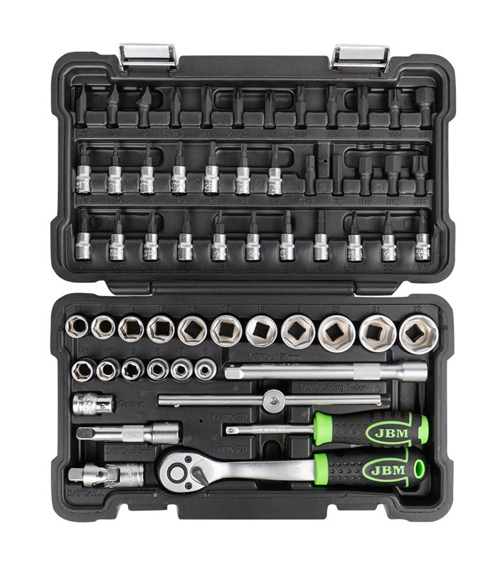 ESTUCHE DE HERRAMIENTAS DE 3/8" DE 59 PIEZAS CON VASOS HEXAGONALES CINCADO