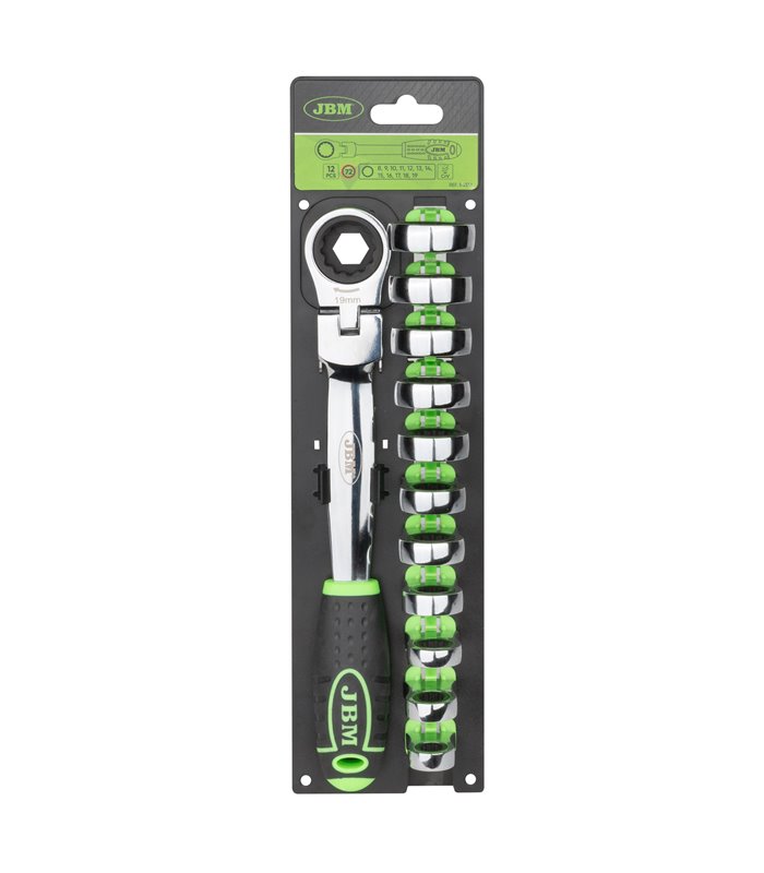 LLAVE CON TRINQUETE CON CABEZAL INTERCAMBIABLE 12 PCS