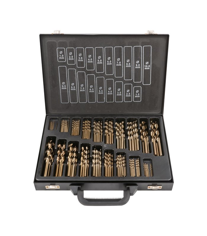 ESTUCHE DE BROCAS HELICOIDALES 1-10MM HSS-CO5 COBALTO  (170 PCS)